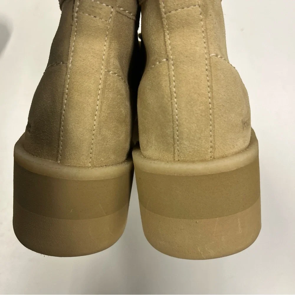 Clarks Tan Suede Platform Ankle Shoes